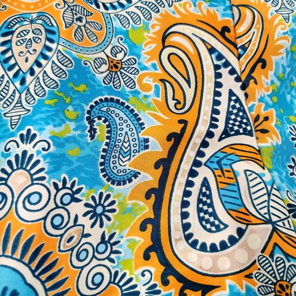 Lapogee Boho Paisley Print Tunic 3X Short Flutter Sleeve Blue/Orange Flowy India - Picture 6 of 13